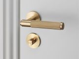 Lucite and Brass Pulls Door Lever Handle Brass and Thumbturn Lock Brass by Buster