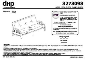 Mainstays Black Metal Arm Futon assembly Instructions Mainstays Metal Arm Futon Instruction Manual Bm Furnititure