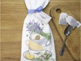 Mary Lake Thompson Flour Sack towels Stacked Teacups with Lavender Flour Sack towels