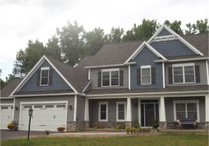 Mastic Deep Granite Vinyl Siding Home Exterior Grey Siding with Blue Shake Siding Home