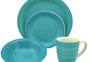 Mbue Stoneware Dining Set Shop Lorren Home Trend 16 Piece Blue Swirl Stoneware