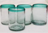 Mexican Hand Blown Drinking Glasses Hand Blown Mexican Glass Drinking Glasses Set Of 4 Aqua