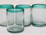 Mexican Hand Blown Drinking Glasses Hand Blown Mexican Glass Drinking Glasses Set Of 4 Aqua