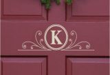 Monogram Front Door Decoration Vinyl Decal Monogram Letter with Scrolls Front Door Decor