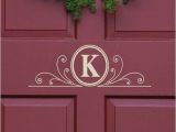 Monogram Front Door Decoration Vinyl Decal Monogram Letter with Scrolls Front Door Decor