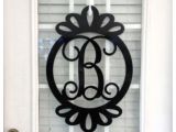 Monogram Front Door Hanger Metal Monogram Door Hanger Monogrammed Wreath by