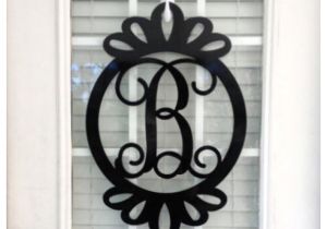 Monogram Front Door Hanger Metal Monogram Door Hanger Monogrammed Wreath by