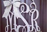 Monogram Front Door Letters 20 Inch 3 Letter Wooden Front Door Monogram with Bow Gray