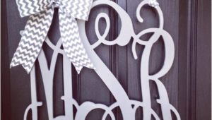 Monogram Front Door Letters 20 Inch 3 Letter Wooden Front Door Monogram with Bow Gray