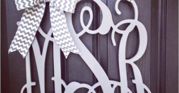 Monogram Front Door Letters 20 Inch 3 Letter Wooden Front Door Monogram with Bow Gray