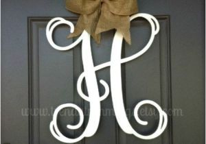 Monogram Front Door Letters 20 Quot Monogram Letter Interlocking Script Initial Wooden