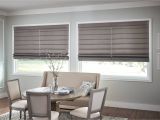 Motorized Blackout Shades with Side Channels Custom Fabric Roman Shades to Elevate Your Neutral Living Room