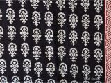 Mudcloth Cotton Fabric by the Yard Indian Flower Design Black Block Print Fabric Indian Block Print