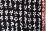 Mudcloth Print Fabric by the Yard Indian Flower Design Black Block Print Fabric Indian Block Print