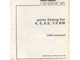 Old Kohler Generator Manuals original 1981 Kohler Parts List 4 5 6 5 7 5 Kw L654