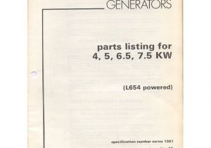 Old Kohler Generator Manuals original 1981 Kohler Parts List 4 5 6 5 7 5 Kw L654