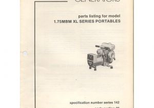 Old Kohler Generator Manuals original 1981 Kohler Parts List Model 1 75mbm Xl Series