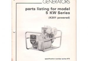 Old Kohler Generator Parts original 1982 Kohler Generator Parts Listing for Model 5