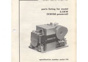 Old Kohler Generator Parts original 1983 Kohler Parts List for Model 3 5 Kw K181qs