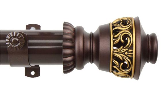 Outdoor Curtain Rod with Post Set Canada 165 In 215 In 1 5 In O D Lattice Curtain Rod Set In Mahogany