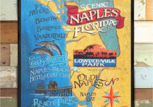 Pack and Ship Store Naples Fl Naples Florida Beach Map Print From An original Hand Painted and Lettered Sign Beach House Decor Florida Art Travel Map Art Kids Family