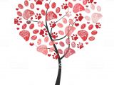 Paw Print Flower Art Heart Tree with Paw Prints Vector Stock Vector Art More Images Of