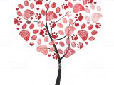 Paw Print Flower Art Heart Tree with Paw Prints Vector Stock Vector Art More Images Of