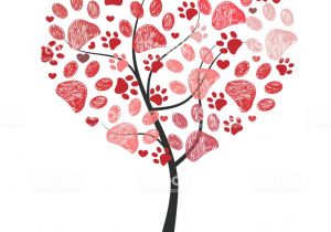Paw Print Flower Art Heart Tree with Paw Prints Vector Stock Vector Art More Images Of
