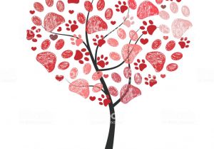 Paw Print Flower Art Heart Tree with Paw Prints Vector Stock Vector Art More Images Of