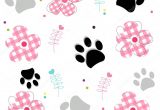 Paw Print Flower Art Paw Prints with Plaid Pattern Abstract Flower Vector Illustraton