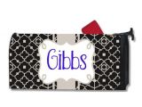 Personalized Magnetic Mailbox Covers Personalized Black and Cream Trellis Magnetic by