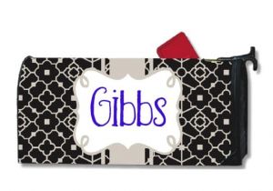 Personalized Magnetic Mailbox Covers Personalized Black and Cream Trellis Magnetic by