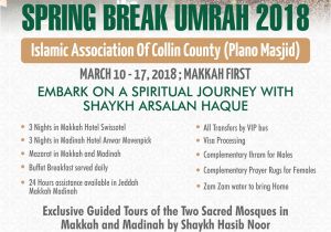 Plano Masjid Prayer Times Spring Break Umrah 2018 Plano Masjid