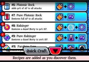 Pocket Mortys Crafting Recipe List Pocket Mortys All 33 or 32 Crafting Recipes New