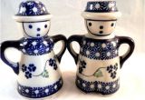 Polish Pottery Salt and Pepper Shakers Boleslawiec Polish Pottery Salt and Pepper Shaker Blue White