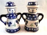 Polish Pottery Salt and Pepper Shakers Boleslawiec Polish Pottery Salt and Pepper Shaker Blue White