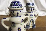 Polish Pottery Salt and Pepper Shakers Cute Polish Boleslawiec Salt and Pepper Shaker People Hand