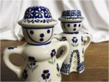 Polish Pottery Salt and Pepper Shakers Cute Polish Boleslawiec Salt and Pepper Shaker People Hand