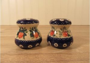 Polish Pottery Salt and Pepper Shakers Polish Stoneware Salt and Pepper Shakers Nice Condition