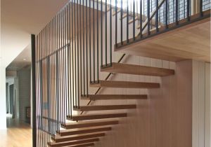 Prefab Metal Stairs Residential Bluffview Residence Stair Tensioned Steel White Oak Via