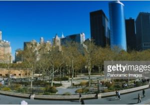 Public Park In Manhattan High Angle View Of A Public Park In A City Battery Park