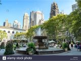 Public Park In Manhattan New York the Fountain In Bryant Park New York Manhattan Stock Photo