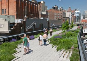 Public Park In Manhattan On An Old Railway High Line Elevated Park Stock Photos High Line Elevated Park Stock