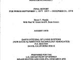 R R Heating and Cooling Suncatcher Monitoring Project Final Report September 1 1977