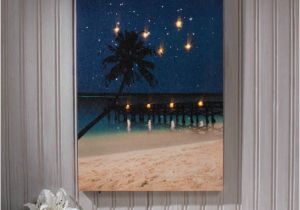 Radiance Flickering Light Canvas Christmas Lighted Beach Scene Starry Night Radiance Wall Art 36863