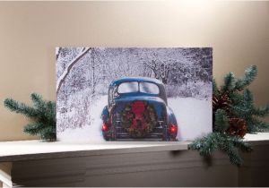 Radiance Flickering Light Canvas Christmas Radiance Lighted Canvas Winter Classic Car with Christmas