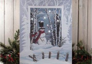 Radiance Flickering Light Canvas Snowman Radiance Winter Wonderland Snowman Snowballs Scene Led