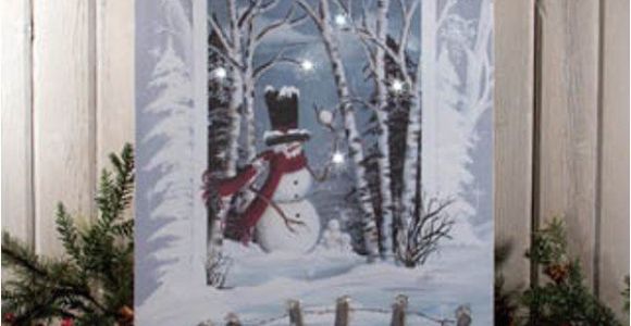 Radiance Flickering Light Canvas Snowman Radiance Winter Wonderland Snowman Snowballs Scene Led