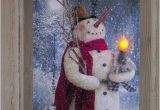Radiance Flickering Light Canvas Snowman Woodland Snowman Flickering Led Battery Light Radiance