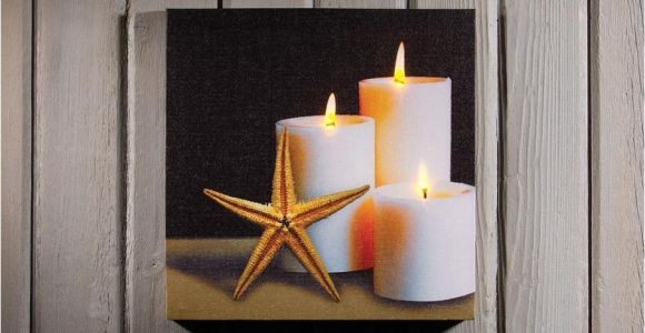 Radiance Flickering Light Canvas Starfish and Candles W Flickering Lights Radiance Lighted